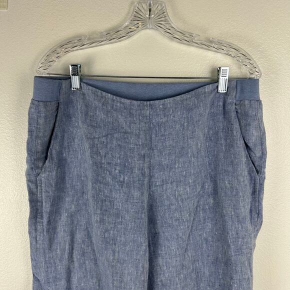 J. Jill Love Linen Pull On Pants Size Medium Tall MT Blue 100% Linen - Picture 4 of 7